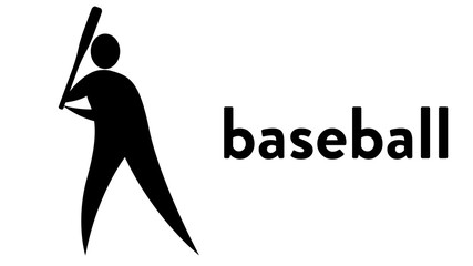 Vector banner with an icon of a baseball player with a bat in the hand with text headline
