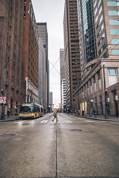 Seattle urban architecture and urban traffic roads