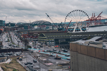 Seattle urban architecture and urban traffic roads