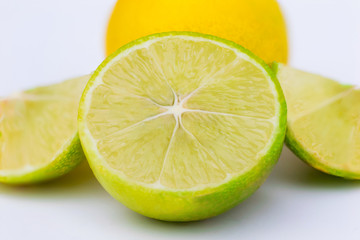 close up of slices of a green lemon