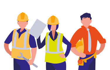 Isolated builders architects engineers men and woman vector design