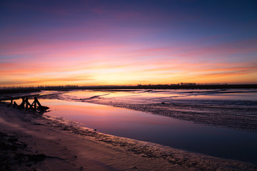 Fototapeta premium Beautiful sunset at Mont saint Michel , Normandy, France.