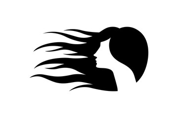 Woman face silhouette in profile. Hair Fashion. Vector icon