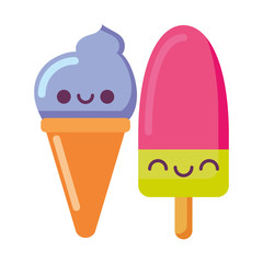 kawaii ice cream and popsicle cartoon vector design