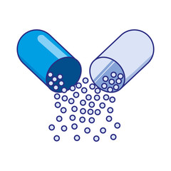 Isolated open pill of medical care concept vector design