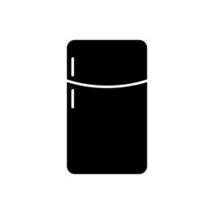 Refrigerator black vector icon isolated on white background