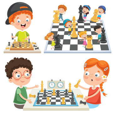 Collection Of Kids Playing Chess
