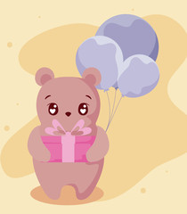 Fototapeta premium Cute bear cartoon with gift vector design