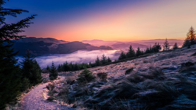 Winter hike up Ben Ledi, Scotland. 