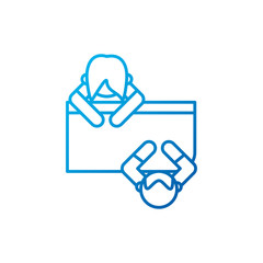 Isolated woman and man meeting with table vector design