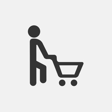 man with trolley cart icon vector for web and graphic design