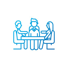 Isolated people meeting and table vector design