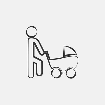 Man Pushing Baby Stroller Prem Icon Vector For Web And Graphic Design