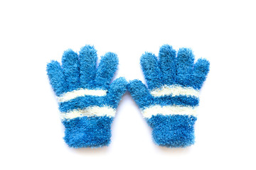 Fabric gloves on white background.