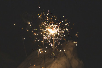 sparkler on black background
