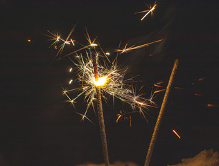 sparkler on black background