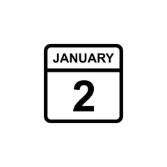 calendar - January 2 icon illustration isolated vector sign symbol