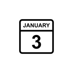 calendar - January 3 icon illustration isolated vector sign symbol