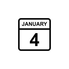 calendar - January 4 icon illustration isolated vector sign symbol