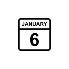 calendar - January 6 icon illustration isolated vector sign symbol