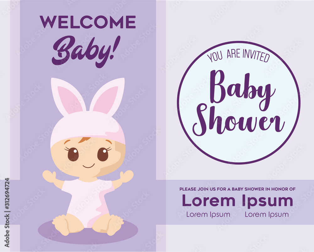 Canvas Prints baby shower invitation with baby cartoon vector design