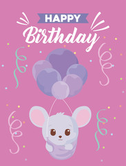 mouse cartoon of happy birthday concept vector design
