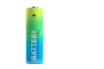 One multicolor nameless rechargeable battery. Isolated on white. 3d rendering.