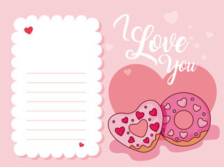 Donuts and note of valentines day vector design
