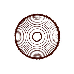 Tree trunk with rings. Annual tree growth rings. vector illustration isolated on white background.