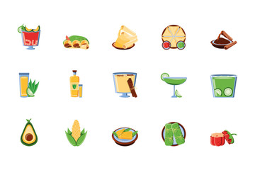 bundle mexican traditional set icons