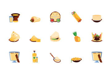bundle mexican traditional set icons