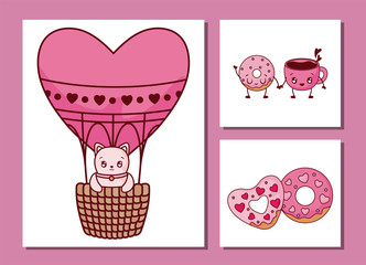 Love and valentines day icon set vector design