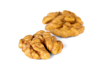 Walnut kernel isolated on white background. Food.