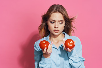 girl with an apple