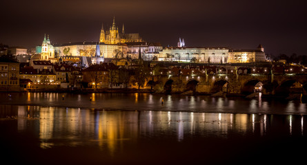 Panoramic Prague castle at Night