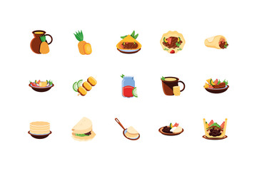 bundle mexican traditional set icons