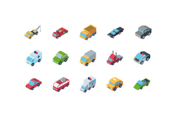 Isolated isometric cars icon set vector design