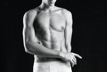 Fototapeta na wymiar muscular man with naked body isolated on white background