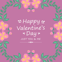 Unique Pattern of leaf and flower frame, for happy valentine greeting card design. Vector