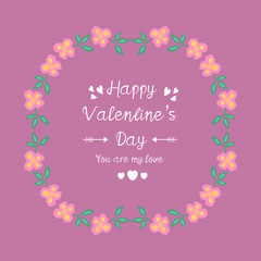 Romantic decorative of beautiful leaf and floral frame, for happy valentine invitation card design. Vector