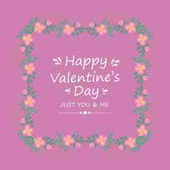 Fototapeta na wymiar Happy valentine invitation card wallpaper, with beautiful and elegant pink and yellow wreath frame. Vector