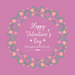 Crowd of beautiful leaf and flower frame, for happy valentine poster template design. Vector