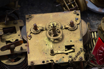 Inside of old clock mechanism