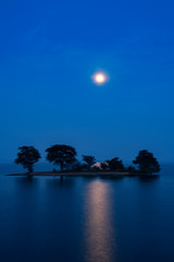 Moon Setting over Udawalawe Reservoir, Sri Lanka