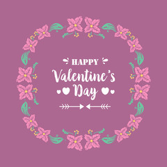 Fototapeta na wymiar Unique Shape leaf and flower frame, for happy valentine greeting card decor. Vector