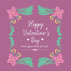 Beautiful pattern of leaf and flower frame, for happy valentine greeting card wallpaper design. Vector