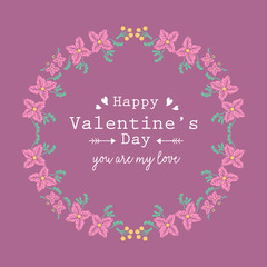 Beautiful pattern of leaf and flower frame, for happy valentine greeting card wallpaper design. Vector