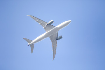 Airplan with blue sky background