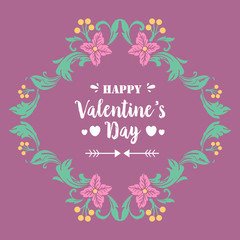 Elegant and romantic ornate pink floral frame, for happy valentine invitation card design. Vector