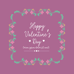 Fototapeta na wymiar Elegant and romantic ornate pink floral frame, for happy valentine invitation card design. Vector